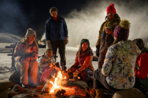 Roasting S'mores by the fire at Colorado Adventure Park